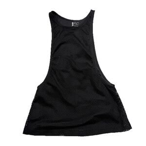Splits 59 Black Tank Top Mesh Wide Armholes Womens Muscle Workout Gym Size Small